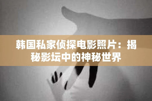 韩国私家侦探电影照片：揭秘影坛中的神秘世界