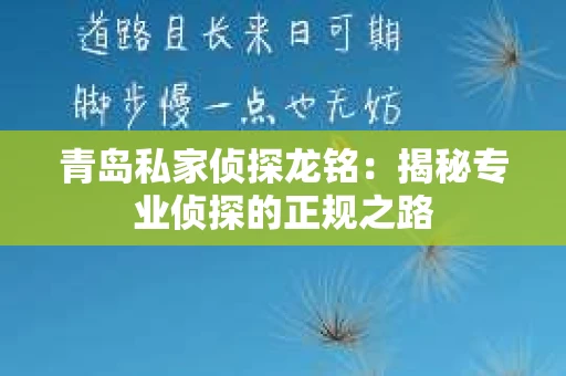 青岛私家侦探龙铭：揭秘专业侦探的正规之路