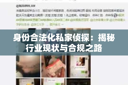 身份合法化私家侦探：揭秘行业现状与合规之路